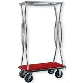 luggage trolley stainless steel red silver coloured | wheel Ø 200 mm  H 1800 mm product photo