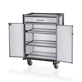 minibar loading trolley black 4 swivel castors 2 braked castors 820 mm  x 600 mm  H 1250 mm product photo