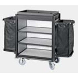 housekeeping cart black edge profiles|aluminum look | 2 laundry bags product photo