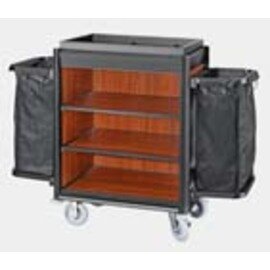 housekeeping cart black edge profiles|dark wood look | 2 laundry bags product photo