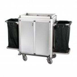 room service cart ISABELLA lockable bright edge profiles|aluminium look | 2 laundry bags product photo
