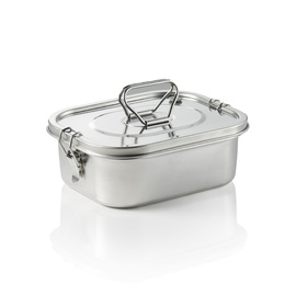 lunch box stainless steel | 2 compartments | 205 mm x 165 mm H 77 mm product photo  S