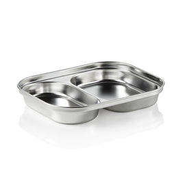 lunch box stainless steel | 2 compartments | 205 mm x 165 mm H 77 mm product photo  S