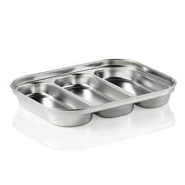 lunch box stainless steel | 3 compartments | 227 mm x 180 mm H 83 mm product photo  S