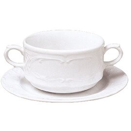 soup saucer BAVARIA porcelain white with relief Ø 150 mm product photo