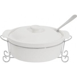 soup tureen 2500 ml porcelain white with lid  | with rack product photo