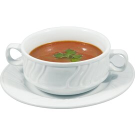 soup cup ROSENGARTEN 300 ml porcelain white with relief  | with saucer product photo