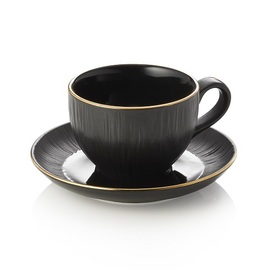 Cappuccino cup and saucer MAYA KURO | porcelain black | 200 ml Ø 90 mm H 60 mm product photo