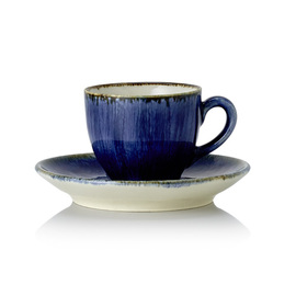 espresso cup 90 ml with saucer VIDA DARK OCEAN porcelain blue product photo