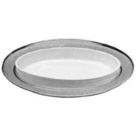 Baking tray / buffet plate, white, oval, L 320 x W 195 x H 50 mm with matching roasting plate, CNS, oval, L 430 x W 290 mm product photo