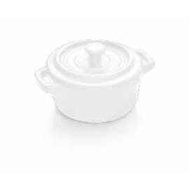 cocotte stoneware with lid white  Ø 100 mm  H 50 mm  | 2 handles product photo