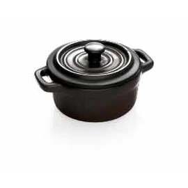 cocotte stoneware with lid black  Ø 100 mm  H 50 mm  | 2 handles product photo