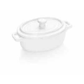 cocotte stoneware with lid white oval 160 mm  x 93 mm  H 50 mm  | 2 handles product photo