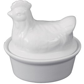 pate mould Henne with lid porcelain white oval 200 ml  L 125 mm  B 95 mm product photo