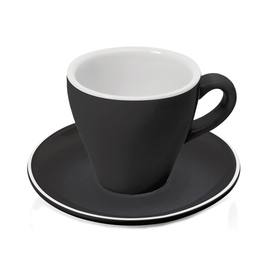 espresso cup 90 ml with saucer ITALIA BLACK porcelain black white product photo