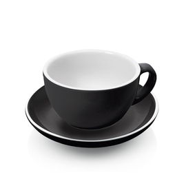 cappuccino cup 200 ml with saucer ITALIA BLACK porcelain black product photo