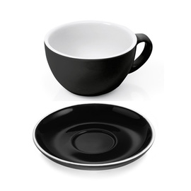 cappuccino cup ITALIA BLACK porcelain 280 ml with saucer product photo