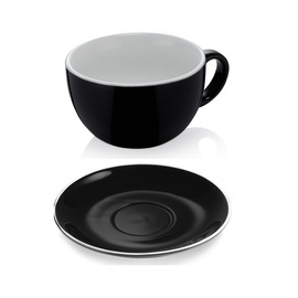 caffè latte cup ITALIA BLACK porcelain 350 ml with saucer product photo