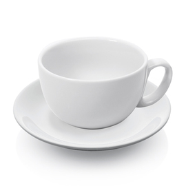 caffè latte cup ITALIA with handle 350 ml porcelain white with saucer product photo