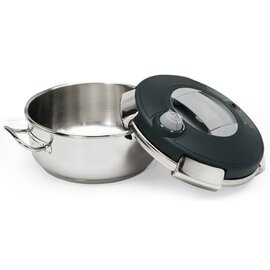 saucepan 4 ltr stainless steel with lid  Ø 240 mm  H 100 mm  | stainless steel cold handles | pressure cooker lid product photo