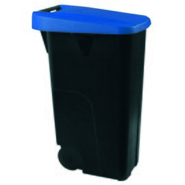 waste container 110 ltr plastic black lid colour blue  L 420 mm  B 570 mm  H 870 mm product photo