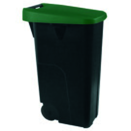 waste container 110 ltr plastic black lid colour green  L 420 mm  B 570 mm  H 870 mm product photo  L