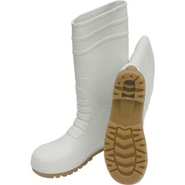 PVC boots, size: 44, white, with steel cap, water and oil resistant, resistant to mild acids and alkalis, anti-slip sole product photo