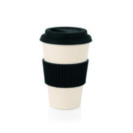 coffee2go mug 350 ml melamine black light beige with lid Ø 82 mm  H 120 mm product photo