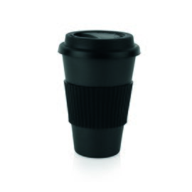 coffee2go mug 450 ml melamine black with lid Ø 90 mm  H 130 mm product photo
