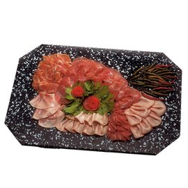 Plastic-plate made of polyethylene, octagonal, black marbled with anti-slip feet, 67 x 47 cm product photo