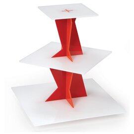 Three-storey tiered cake stand, square, red column product photo