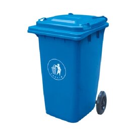 rubbish bin 120 ltr plastic blue hinged lid  H 950 mm product photo