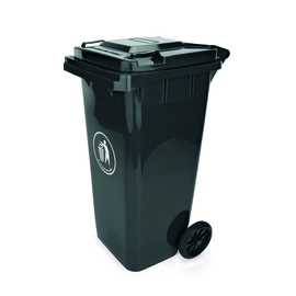 rubbish bin 120 ltr plastic grey hinged lid  H 950 mm product photo