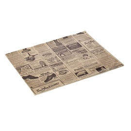 burger paper Wrap & Go brown | black newspaper theme | 340 mm x 280 mm product photo