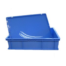 Stacking box, HDPE, compl. With cover, blue, 24 ltr. Inside 54.5 x 35.5 x H 14 cm, outside 60 x 40 x H 14.8 cm product photo