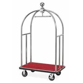 luggage trolley stainless steel red silver coloured | wheel Ø 150 mm H 1860 mm product photo