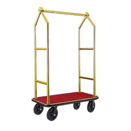 luggage trolley Voyager stainless steel | golden coloured | red carpet | Length (Width) 1120 mm x 650 mm H 1900 mm product photo