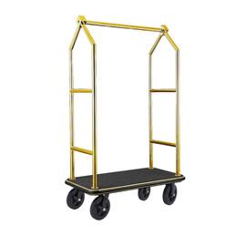 luggage trolley Voyager stainless steel | golden coloured | black carpet | Length (Width) 1120 mm x 650 mm H 1900 mm product photo