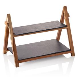 serving rack SLATE LINE | wood | slate | 2 shelves | 420 mm  x 230 mm H 300 mm product photo