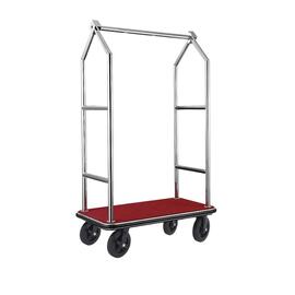 luggage trolley Voyager stainless steel | silver coloured | red carpet | Length (Width) 1120 mm x 650 mm H 1900 mm product photo
