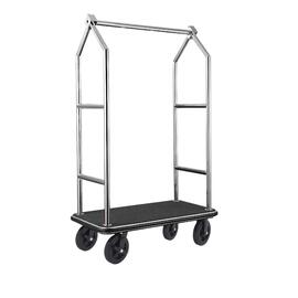 luggage trolley Voyager stainless steel | silver coloured | black carpet | Length (Width) 1120 mm x 650 mm H 1900 mm product photo