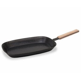 fish frying pan  • iron  • non-stick coated | 380 mm  x 240 mm  H 45 mm | wooden handle product photo