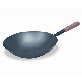 wok steel  Ø 360 mm  H 100 mm | wooden handle | round bottom product photo