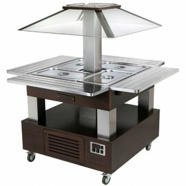 Cold Buffet Islet with illumination wenge coloured | suitable for 4 x GN 1/1 - 150 mm product photo
