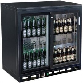 bar cooler with sliding doors SC 250 SD black 202 ltr | convection cooling product photo