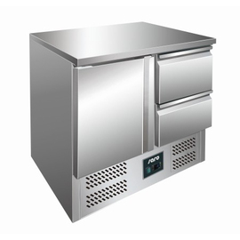 refrigerated table VIVIA S 901 S/S TOP 2 x 1/2 | solid door | 2 drawers | 900 mm x 700 mm H 870 - 890 mm product photo