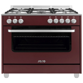 multifunctional stove TS95C61LVI burgundy red with Baking oven | 5 cooking zones product photo