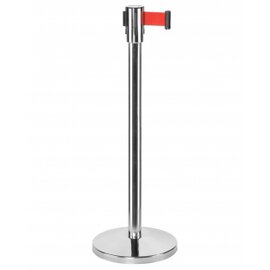 barrier stand AF 206 SR stainless steel webbing colour red  Ø 0.36 m  L 1.8 m  H 0.915 m product photo