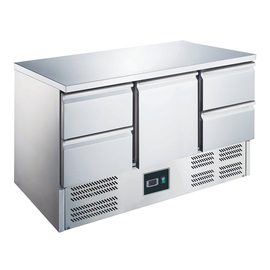 refrigerated table ES 903 S/S TOP 1/4 with 1 full door | 4 drawers | static cooling product photo