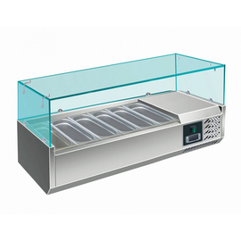 countertop cooling vitrine EVRX 1400/380 | 6 x GN 1/3 - 150 mm | 1400 mm x 395 mm H 435 mm product photo